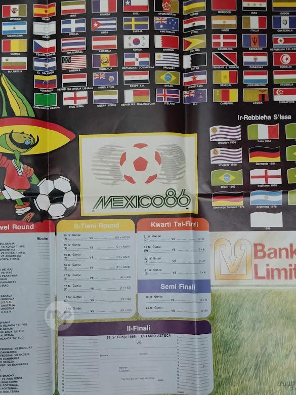 BOV World Cup 'MEXICO 86' Team Fixtures and Flag Poster | Maltapark